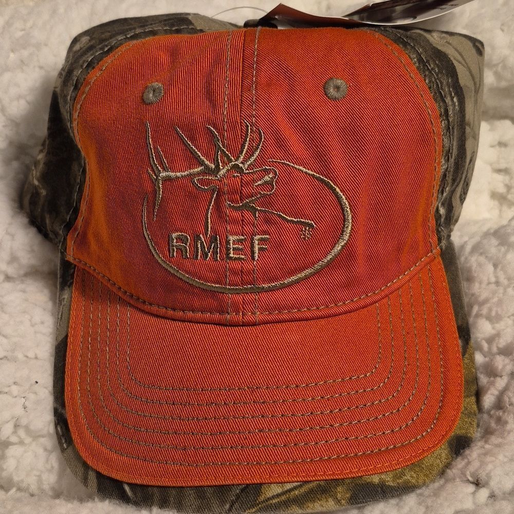 Rocky Mountain Elk Foundation Rust Orange RealTree Velcroback Hat - New
